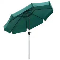 Tesco Outsunny 2.7m Patio Umbrella Garden Parasol with Crank, Ruffles, Green offer