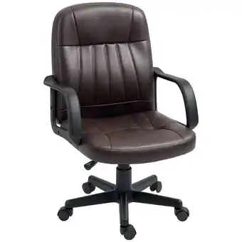 Tesco HOMCOM PU Leather Office Chair Swivel HComputer Desk Chair, Dark Brown offer