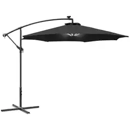 Tesco Outsunny 3(m) LED Patio Banana Umbrella Cantilever Parasol, Black offer