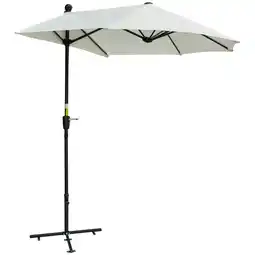 Tesco Outsunny 2m Half Garden Parasol Market Umbrella with Crank Handle, Base offer