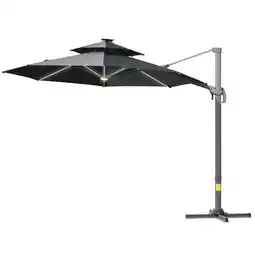 Tesco Outsunny 3m Cantilever Parasol Solar Lights Power Bank Base Dark Grey offer