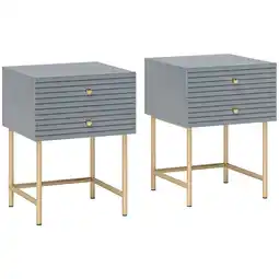 Tesco HOMCOM Bedside Tables Set of 2 with 2 Drawers for Bedroom, Grey offer