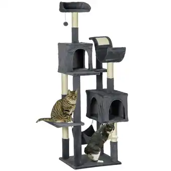 Tesco PawHut 177cm Cat Tree for Indoor Cats, Modern Cat Tower Dark Grey offer