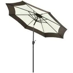 Tesco Outsunny 2.7m Garden Parasol Umbrella with Tilt and Crank, Coffee offer