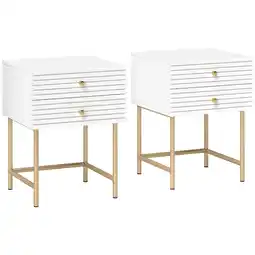 Tesco HOMCOM Bedside Tables Set of 2 with 2 Drawers for Bedroom, White offer