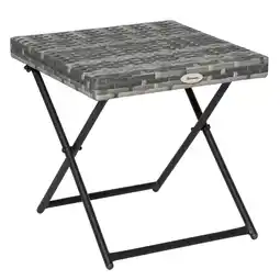 Tesco Outsunny Folding Square Rattan Coffee Table Bistro Balcony Grey offer