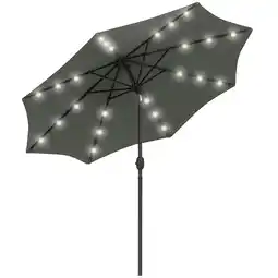 Tesco Outsunny 2.7m Patio LED Umbrella with Push Button Tilt/Crank 8 Ribs offer