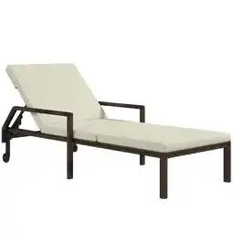 Tesco Outsunny Rattan Wicker Chaise Sun Lounger Garden with Adjustable Wheels offer