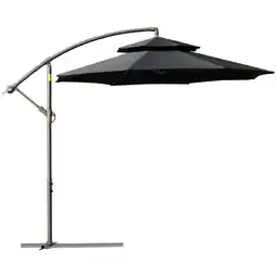 Tesco Outsunny 2.7m Cantilever Banana Parasol Outdoor with Crank, Black offer