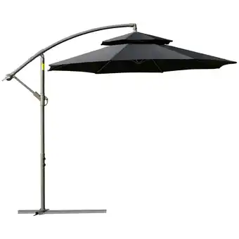 Tesco Outsunny 2.7m Cantilever Banana Parasol Outdoor with Crank, Black offer