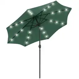 Tesco Outsunny 2.67m Patio LED Umbrella with Tilt/Crank 8 Ribs Green offer