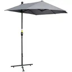 Tesco Outsunny 2m Half Garden Parasol Market Umbrella with Crank Handle, Base offer