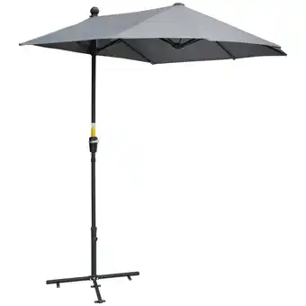 Tesco Outsunny 2m Half Garden Parasol Market Umbrella with Crank Handle, Base offer