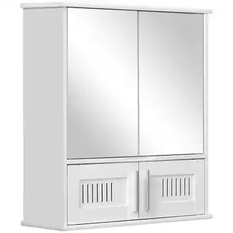 Tesco kleankin Bathroom Mirror Cabinet Wall Mount Double Doors, White offer