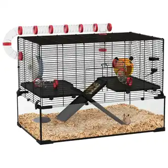 Tesco PawHut Hamster Cage with Tunnels, Tubes, Ramps, 78.5 x 48.5 x 57cm offer