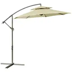 Tesco Outsunny 2.7m Cantilever Banana Parasol Outdoor with Crank, Beige offer