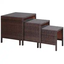 Tesco Outsunny Rattan Nesting Table Set Three Piece Stacking Coffee Side offer