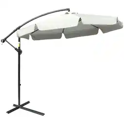 Tesco Outsunny 2.7m Garden Cantilever Banana Parasol with Crank, Cream White offer