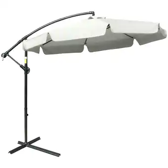 Tesco Outsunny 2.7m Garden Cantilever Banana Parasol with Crank, Cream White offer