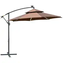 Tesco Outsunny 3(m) Cantilever Parasol Hanging Banana Umbrella, Coffee offer