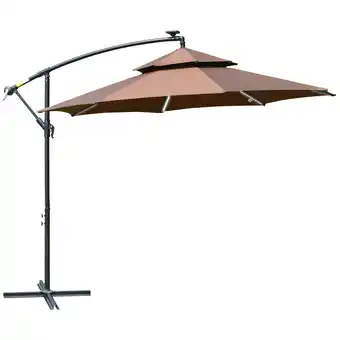 Tesco Outsunny 3(m) Cantilever Parasol Hanging Banana Umbrella, Coffee offer