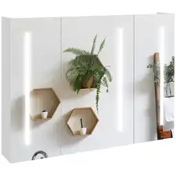 Tesco kleankin Wall Mounted Storage Cupboard with Light, Mirror and Shelf offer