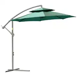 Tesco Outsunny 2.7m Cantilever Banana Parasol Outdoor Sun Shade, Green offer