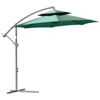 Tesco Outsunny 2.7m Cantilever Banana Parasol Outdoor Sun Shade, Green offer