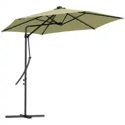 Tesco Outsunny 3(m) Cantilever Garden Parasol Umbrella with Solar LED, Beige offer