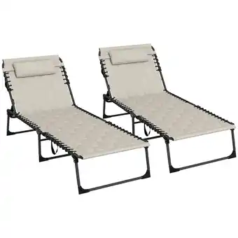 Tesco Outsunny Foldable Sun Lounger Set, 2 Pieces Sun Lounger Khaki offer