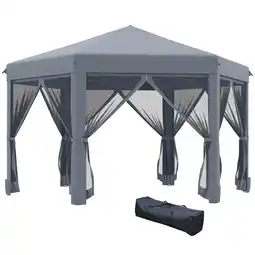 Tesco Outsunny 3.2m Pop Up Gazebo Hexagonal Canopy Shelter Outdoor with Sidewalls offer