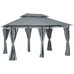 Tesco Outsunny 4m x 3m Outdoor 2-Tier Steel Frame Gazebo with Curtains offer