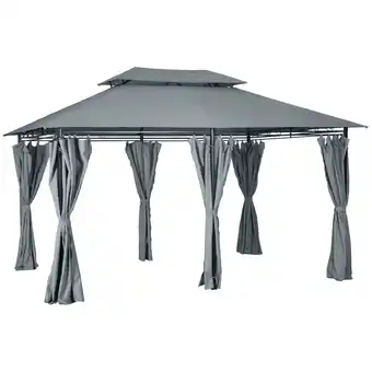 Tesco Outsunny 4m x 3m Outdoor 2-Tier Steel Frame Gazebo with Curtains offer