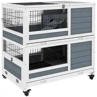 Tesco PawHut Double Deckers Indoor Rabbit Hutch Feeding Trough offer