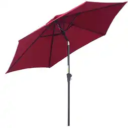 Tesco Outsunny 2.6M Patio Umbrella Parasol Sun Shade Garden Wine Red offer