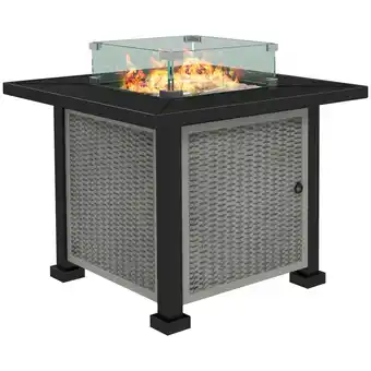 Tesco Outsunny Outdoor Propane Gas Fire Pit Table with Wind Screen&Glass Beads offer