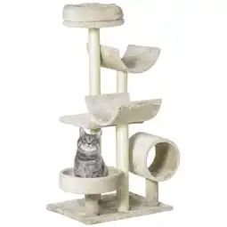 Tesco PawHut Cat Tree for Indoor Cats with Scratching Post Beige offer