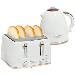 Tesco HOMCOM 1.7L Kettle and Toaster Set with Defrost and Crumb Tray, White offer