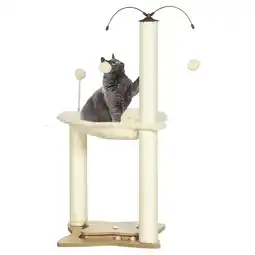 Tesco PawHut Cat Tree for Indoor Cats with Scratching Posts Hammock, Beige offer