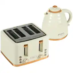 Tesco HOMCOM Kettle and Toaster Set 1.7L Boil Kettle & 4 Slice Toaster Beige offer