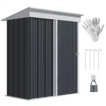 Tesco Outsunny Garden Shed, Lean-to Shed for Bike Tool, 5x3 ft Dark Grey offer