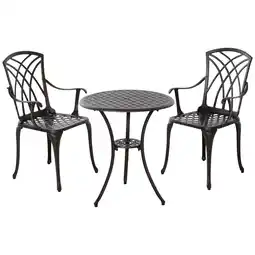 Tesco Outsunny 3 PCs Coffee Table Chairs Outdoor Garden Furniture Set withHole offer