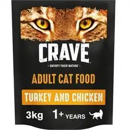 Tesco 3kg Crave Natural Grain Free Adult Dry Cat Food Turkey & Chicken (4x750g) offer