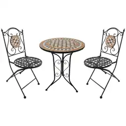 Tesco Outsunny 3 Pcs Mosaic Bistro Table Chair Set Patio Garden Furniture offer