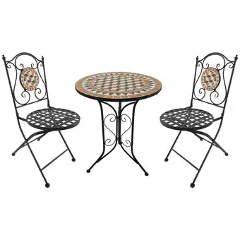 Tesco Outsunny 3 Pcs Mosaic Bistro Table Chair Set Patio Garden Furniture offer