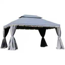 Tesco Outsunny 3m x 4m 2 Tier Gazebo Aluminium Garden Marquee Canopy offer