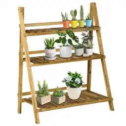 Tesco Outsunny Wooden Flower Pot Rack Holder Fold Storage Shelf Stand offer