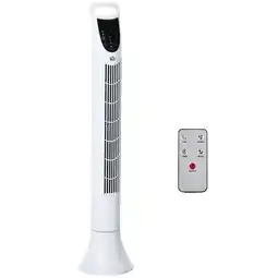 Tesco HOMCOM LED 36 Inch Tower Fan 70 Oscillation 3 Speed Remote, White offer