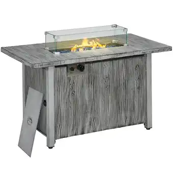 Tesco Outsunny Gas Fire Pit Table with 50,000 BTU Burner, Cover, Glass Scree offer