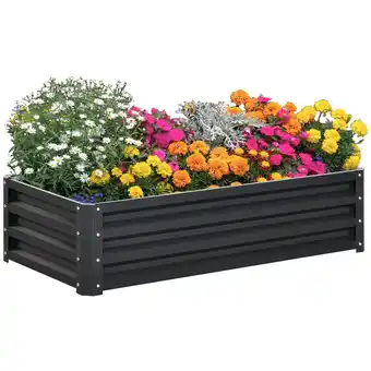 Tesco Outsunny Raised Garden Bed Elevated Planter Box for Flowers Grey offer